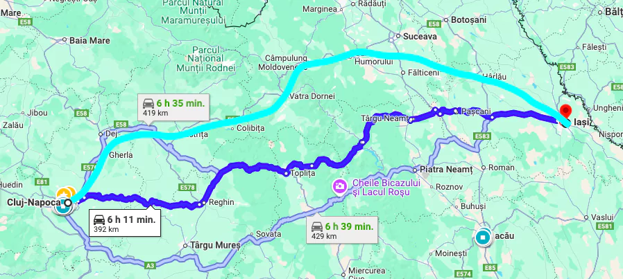 Cele 3 rute pentru a ajunge în Cluj Napoca
