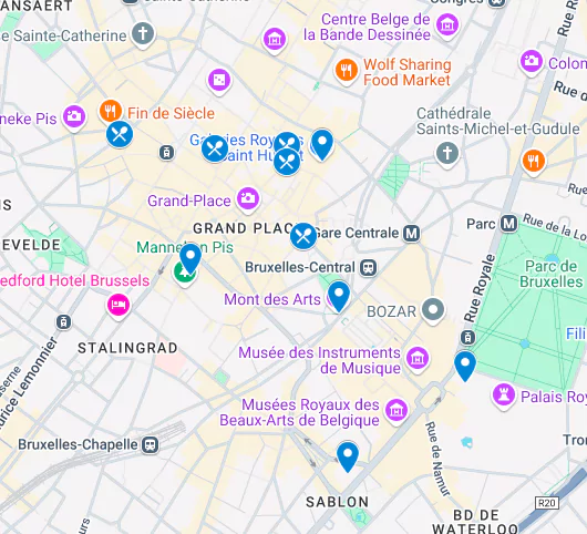 Harta cu atracții turistice pentru zona Palatul Coudenberg