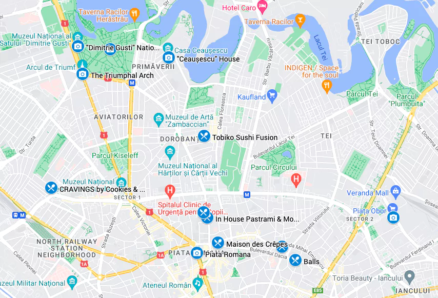 Harta cu atracții turistice pentru zona Vatican