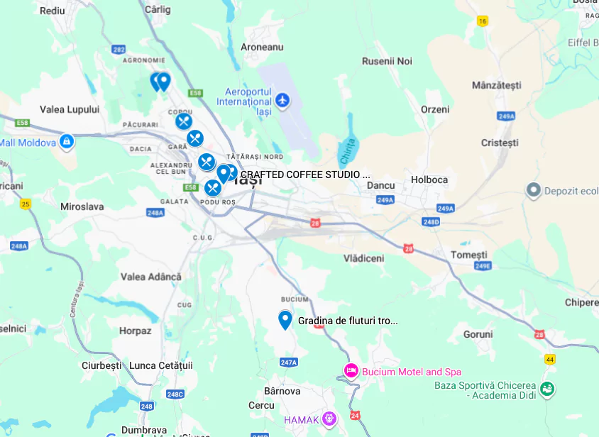 Harta cu atracții turistice pentru zona Palas