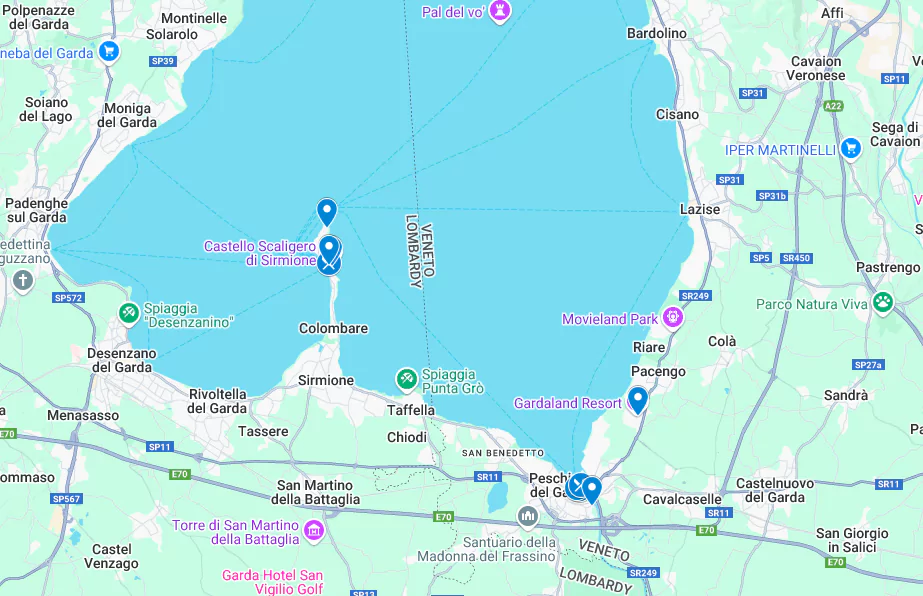 Harta cu atracții turistice pentru zona Sud